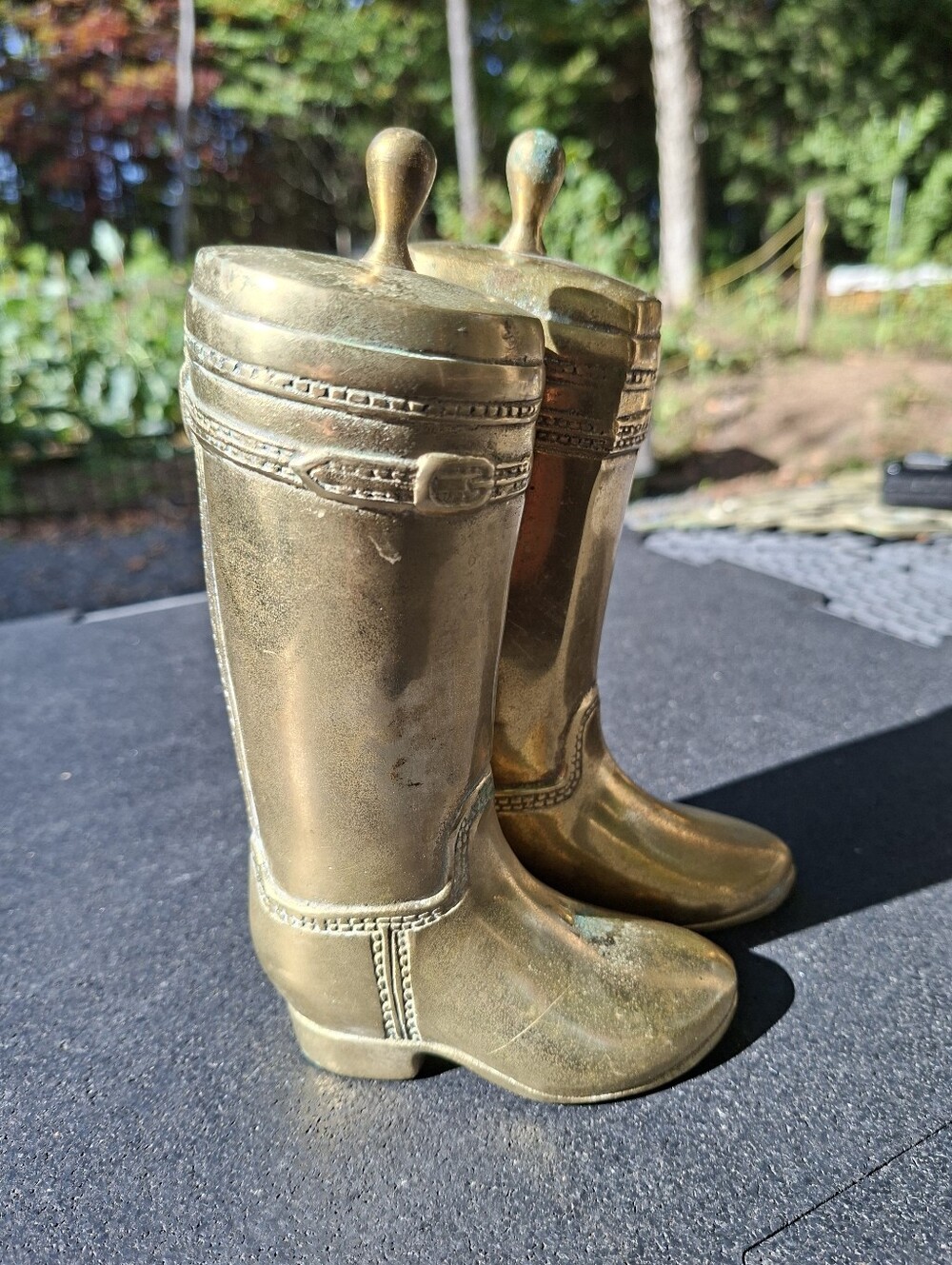 Vintage Brass Cowboy Riding Boots Equestrian Western Bookends Ralph Lauren Style - Picture 11 of 14